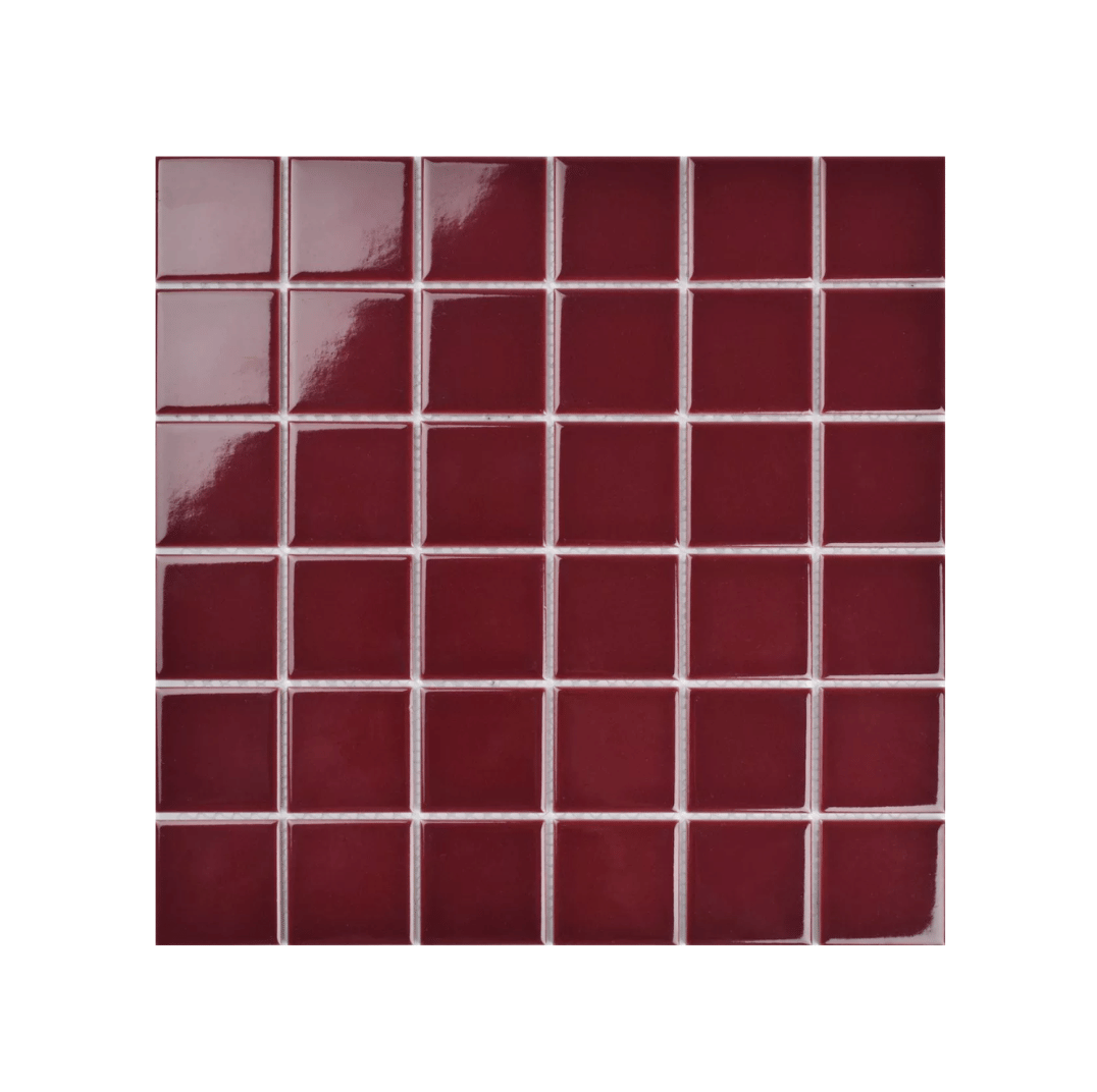 โมเสค TIMELESS TILES รุ่น CLASSIC SQUARE 48 ขนาด 30X30 ซม. สีแดงเลือดหมู ผิวเงา GLOSS RED WINE โมเสคเซรามิกทรงสี่เหลี่ยมจัตุรัส_0
